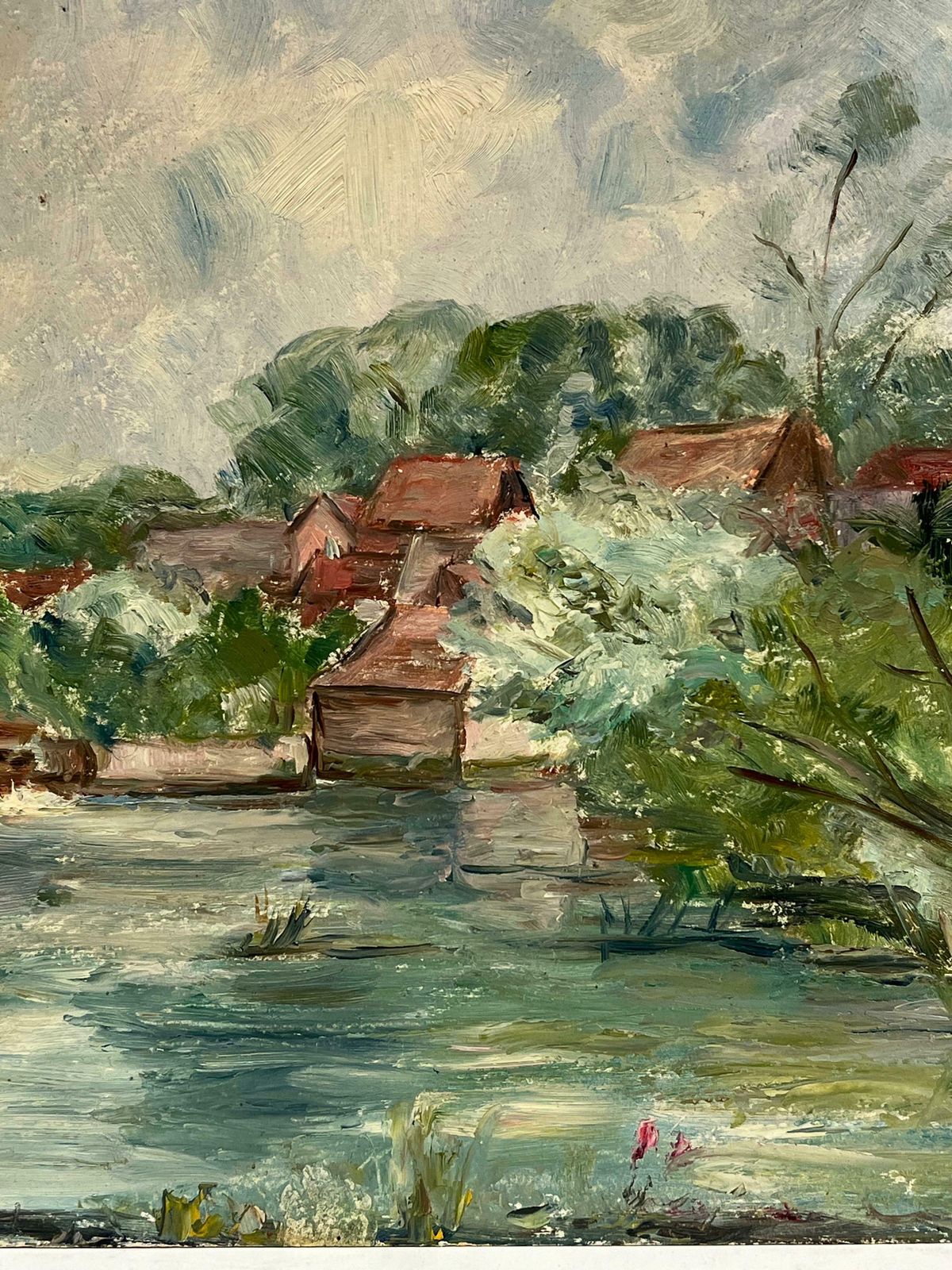 Simone Forgefrench Impressionist Riverside Village With Red Roofs And Verdant Foliage19th Century photo 1036.0