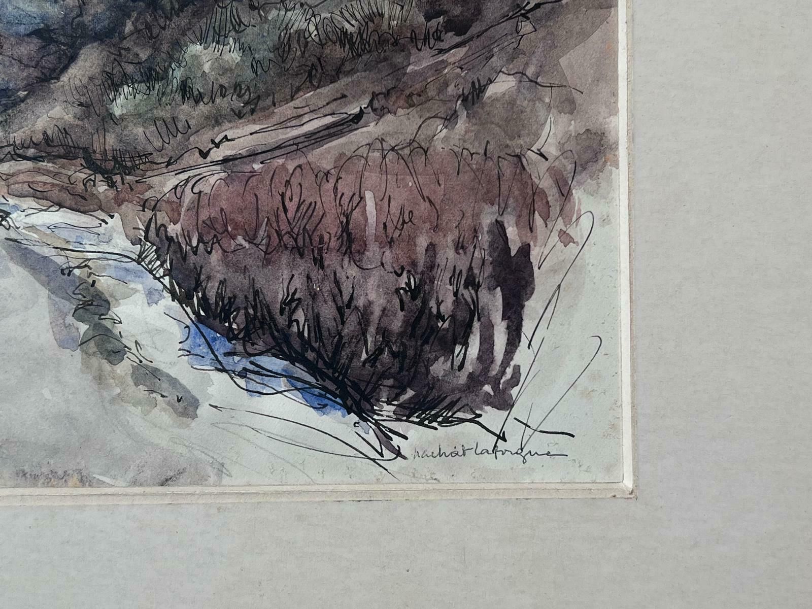 Jean Laforguemid 20th Century French Signed Painting Track Leading To Snowy French Alps photo for sale