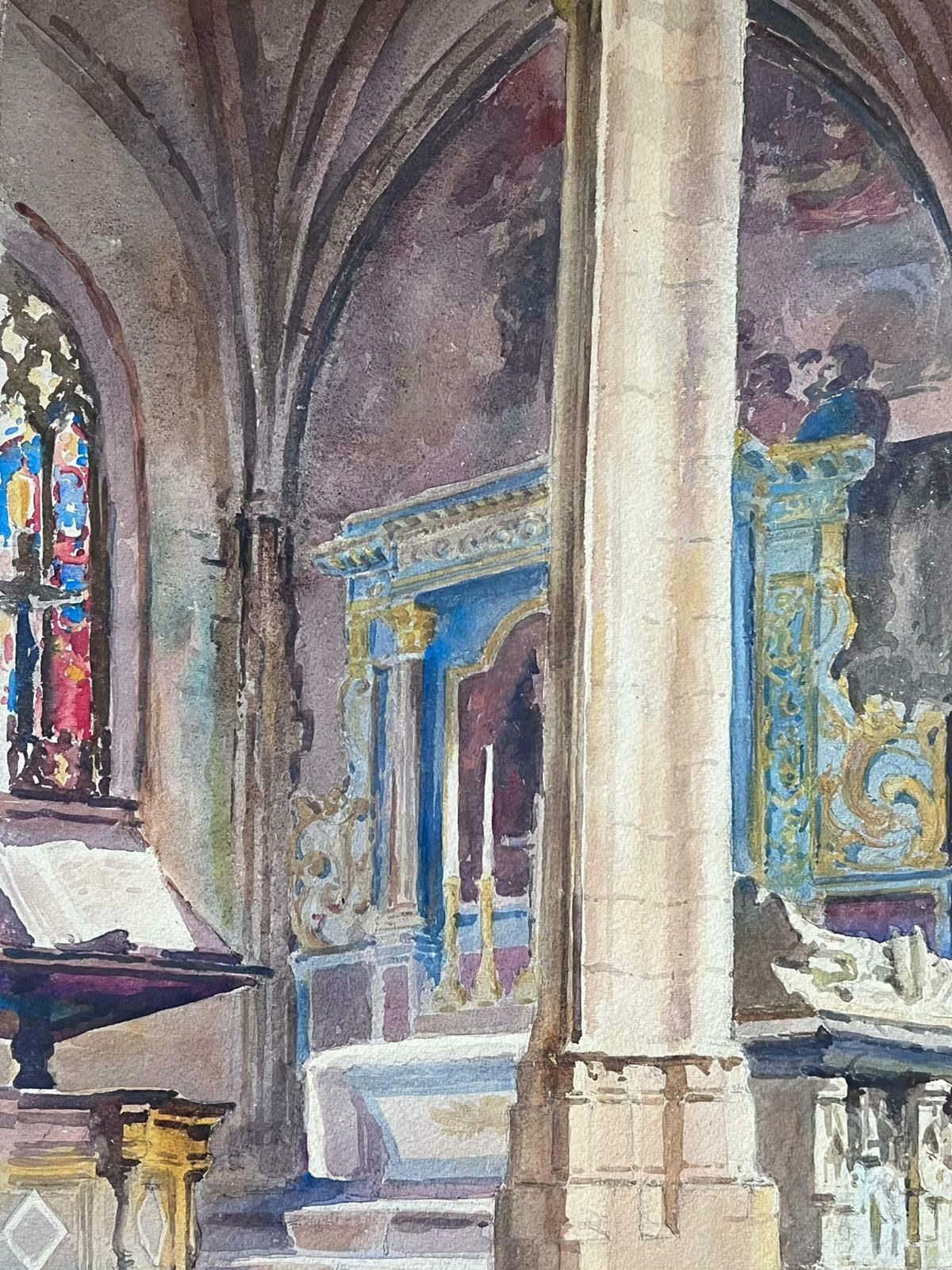 Jean Laforguemid 20th Century French Post Impressionist Painting Interior Of A French Church photo Art