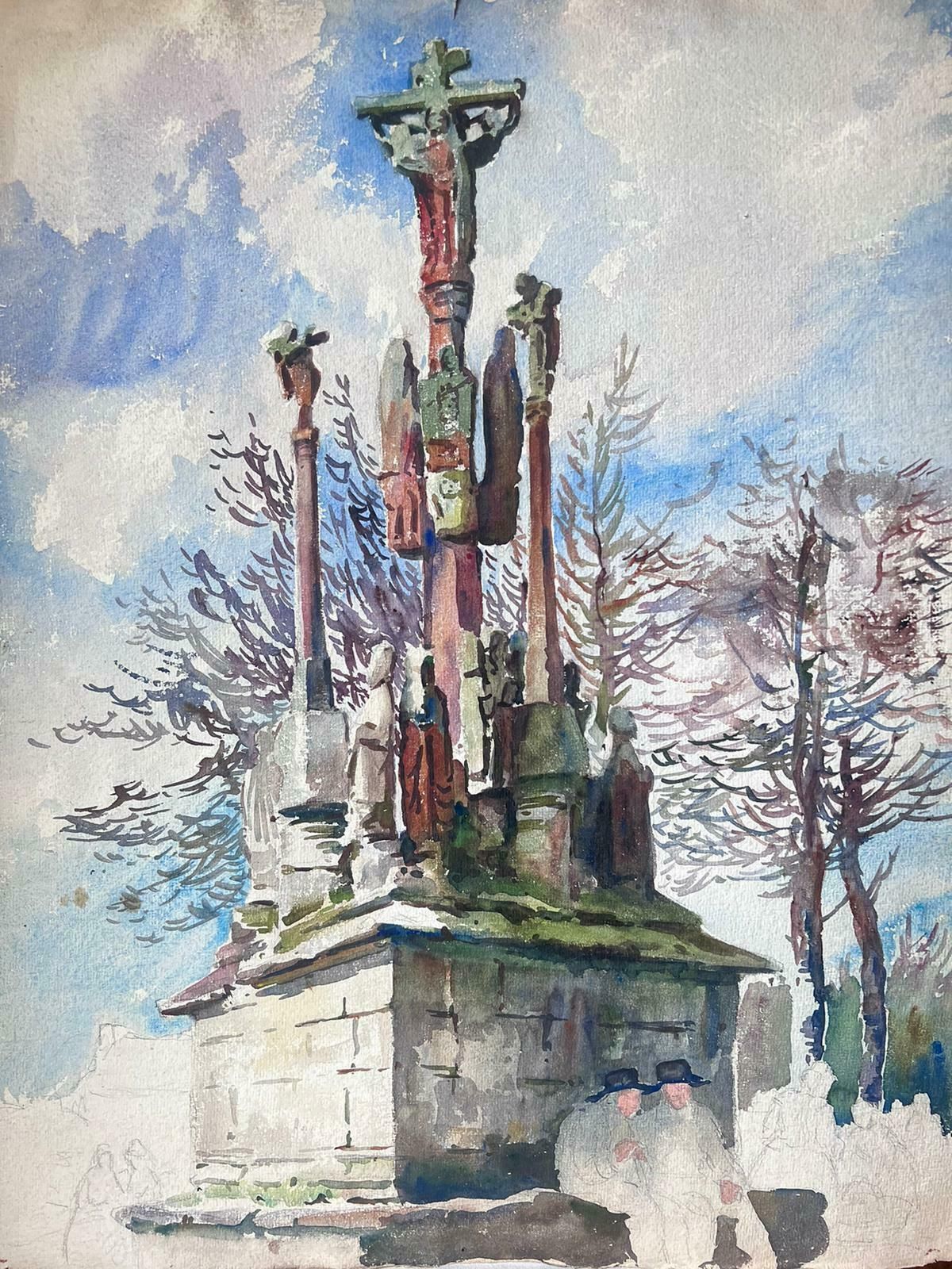 Jean Laforguemid 20th Century French Post Impressionist Painting Religious Statue