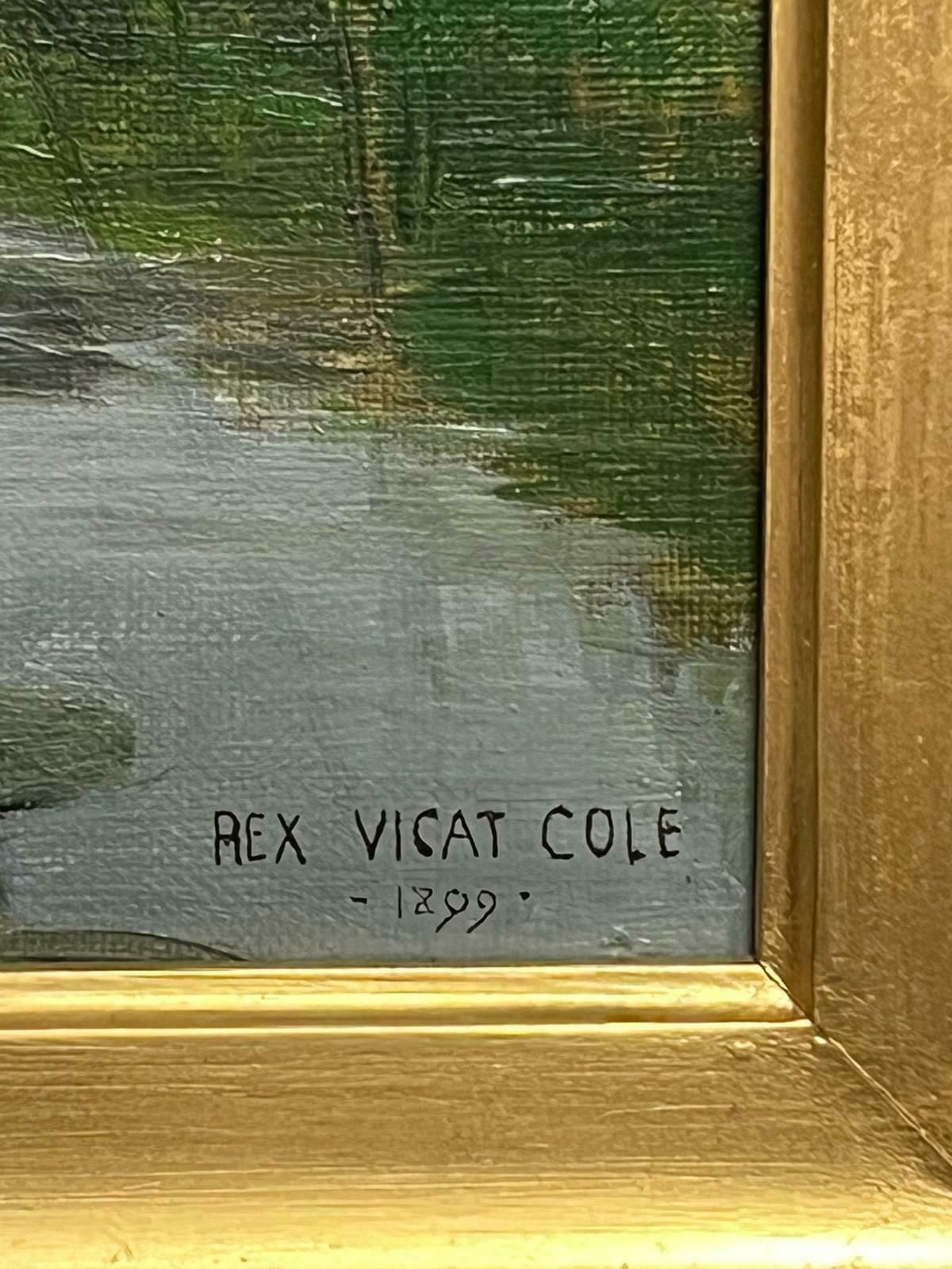 Rex Vicat Coleantique Victorian English Signed Oil Tranquil River Landscape Quiet Pastures1899 photo Art