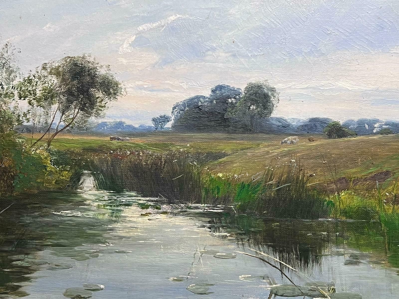 Rex Vicat Coleantique Victorian English Signed Oil Tranquil River Landscape Quiet Pastures1899 photo vinterior