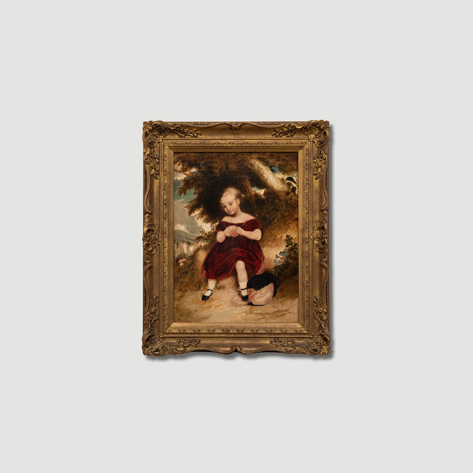 Folk Art  1876 Oil Girl In The Woods photo vinterior
