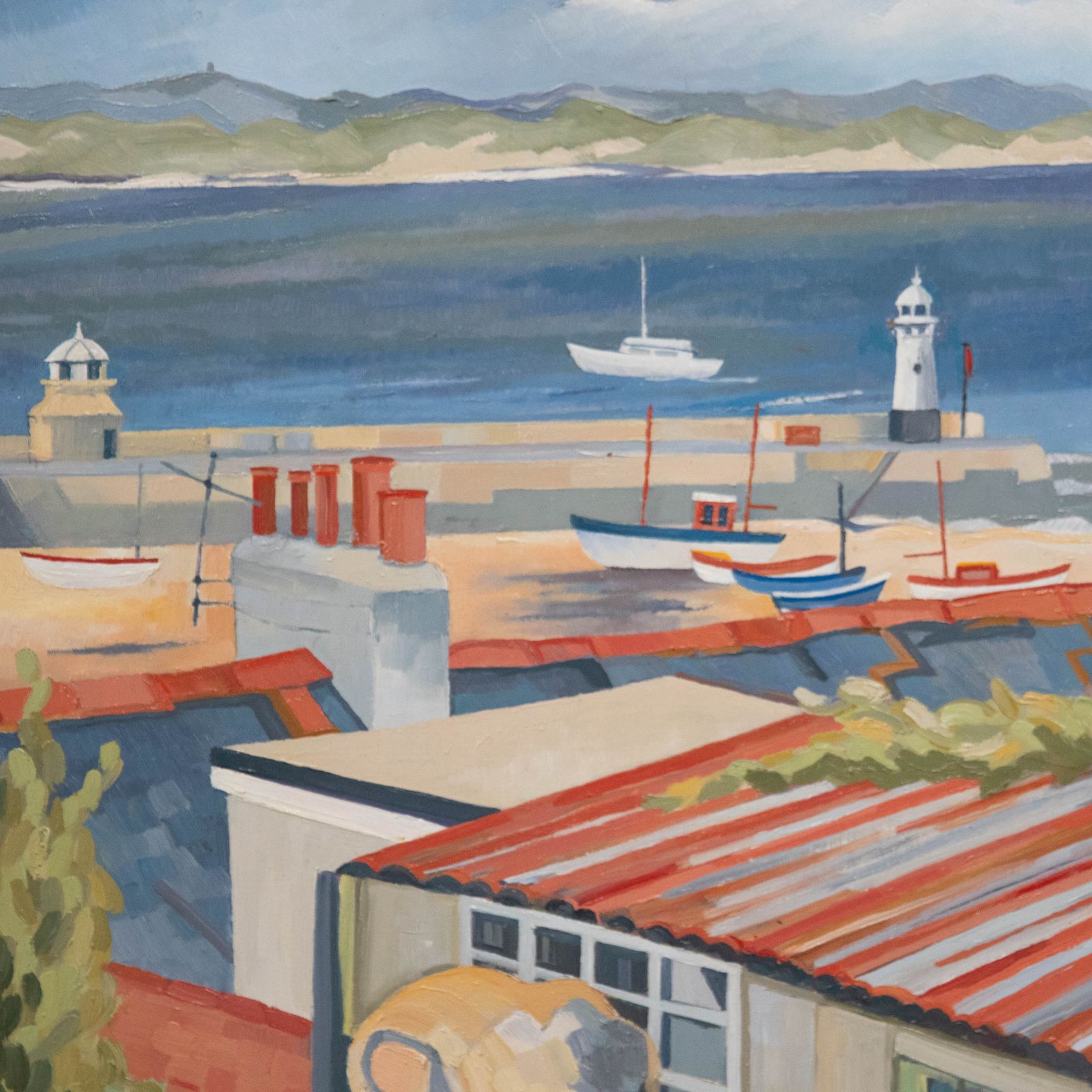 Colin Trevor Johnson (B.1942) Framed Oil, Overlooking Smeaton's Pier, St Ives photo Art
