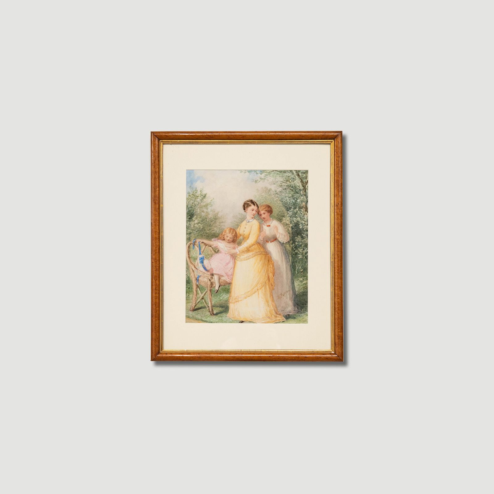 Henry Edrington Hobson (1820–1881) Mid 19th Century Watercolour, Summer Garden photo vintage