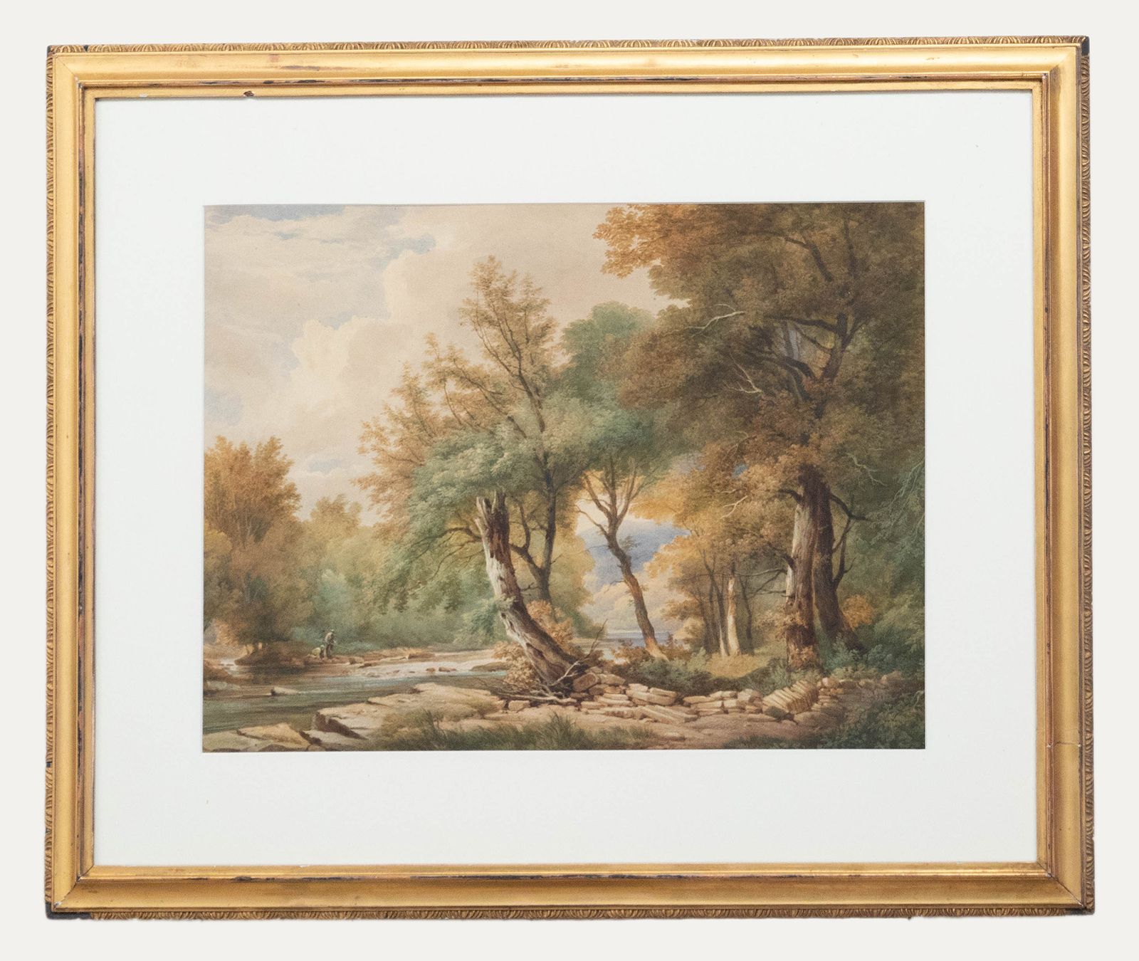 Framed English School Mid 19th Century Watercolour The Fishing Trip