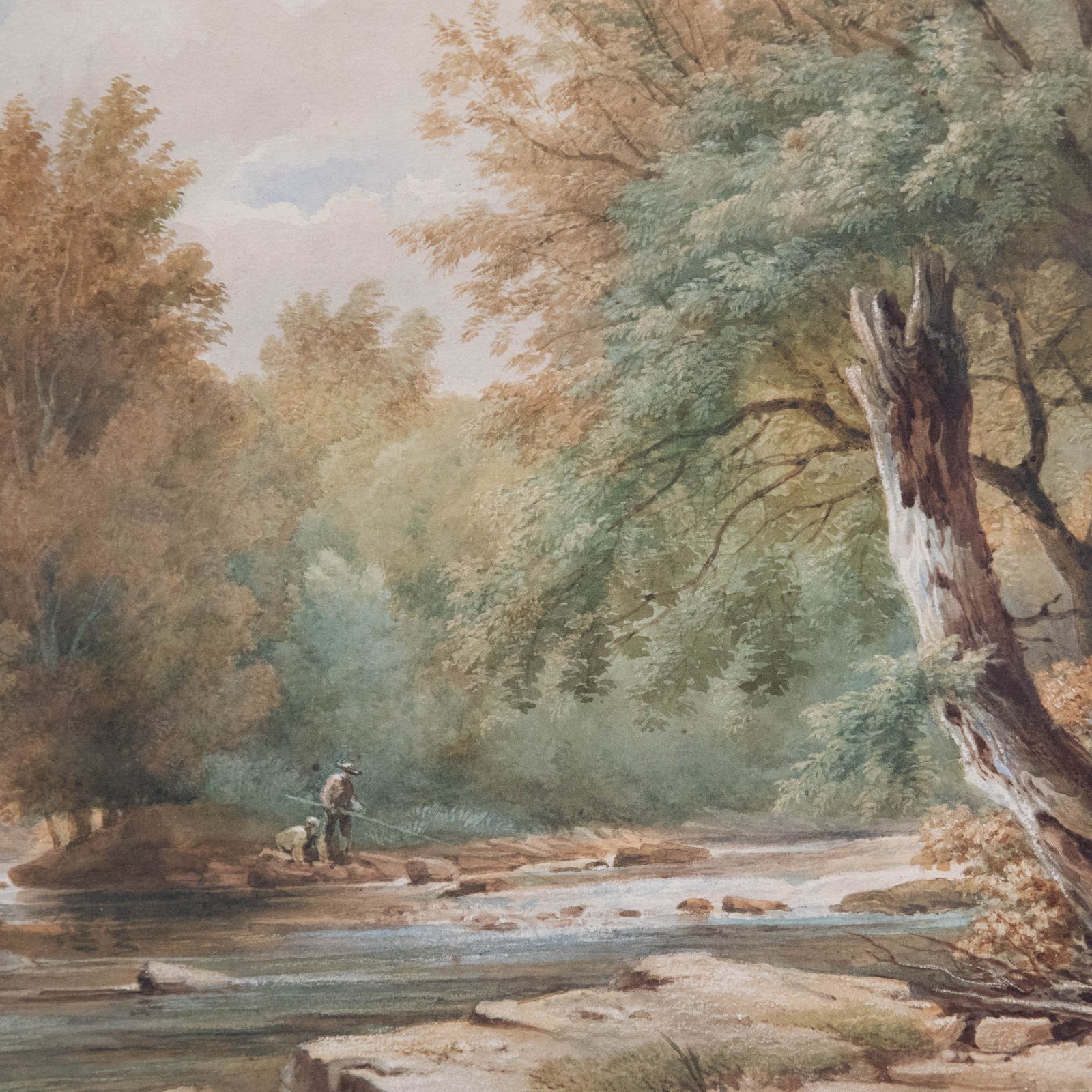 Framed English School Mid 19th Century Watercolour The Fishing Trip photo Art