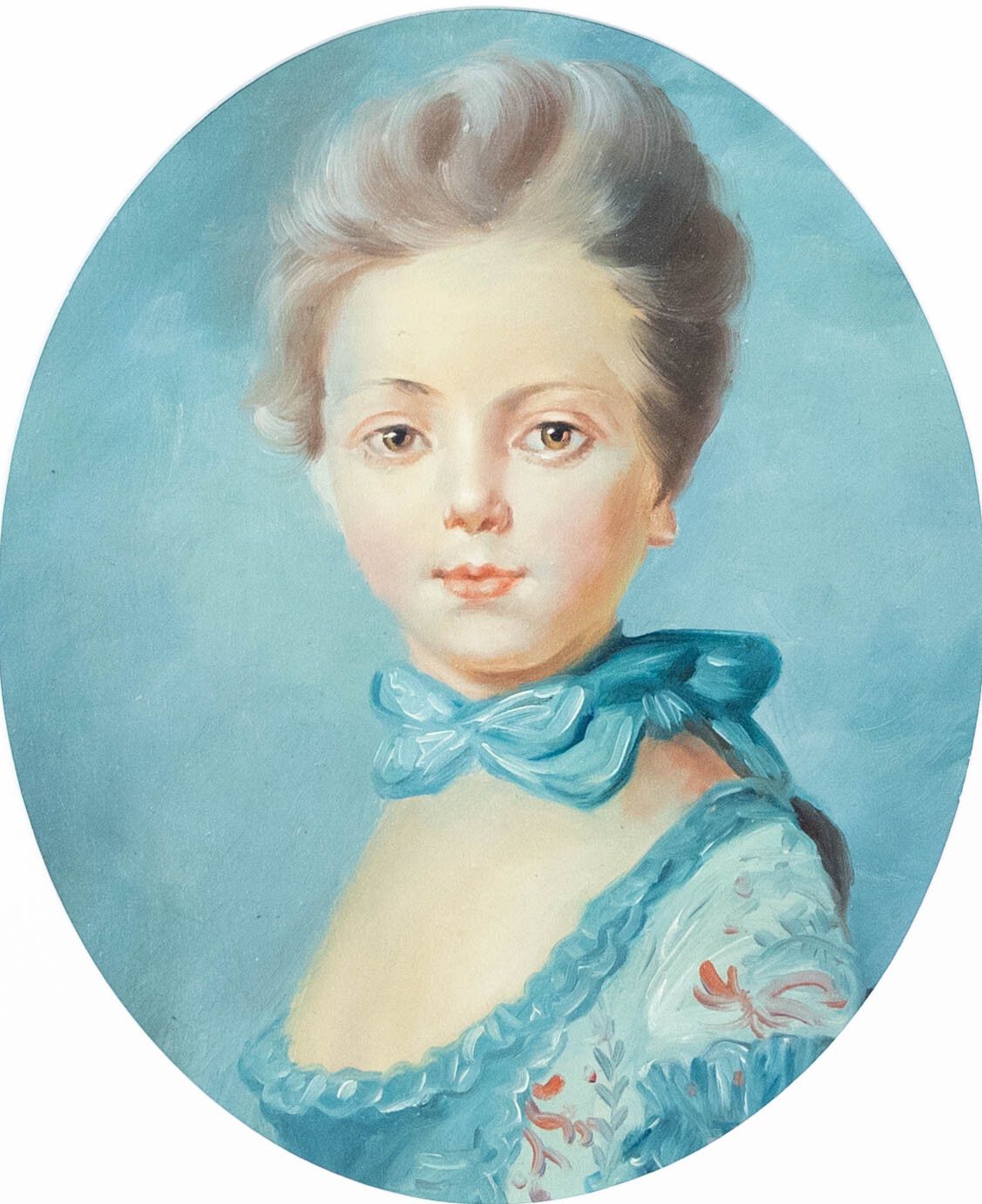 After Jean Baptiste Perronneau Framed 20th Century Oil, A Girl With A Kitten photo furniture