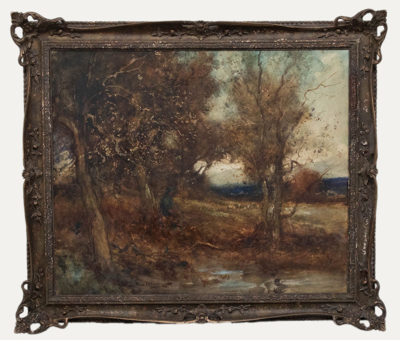 George Patrickson (1884 1916) 1913 Watercolour, Angler In The Woods