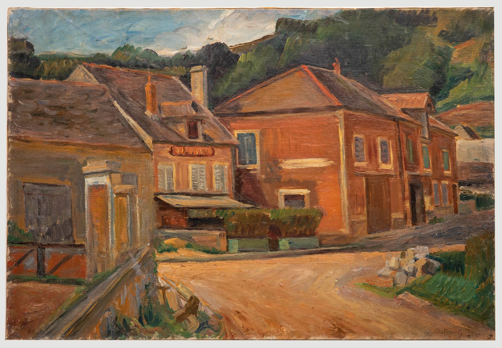 Bertrand Py (1895 1973) Mid 20th Century Oil, Rural Village, France