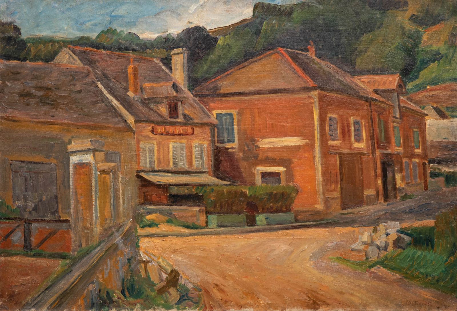 Bertrand Py (1895 1973) Mid 20th Century Oil, Rural Village, France photo furniture