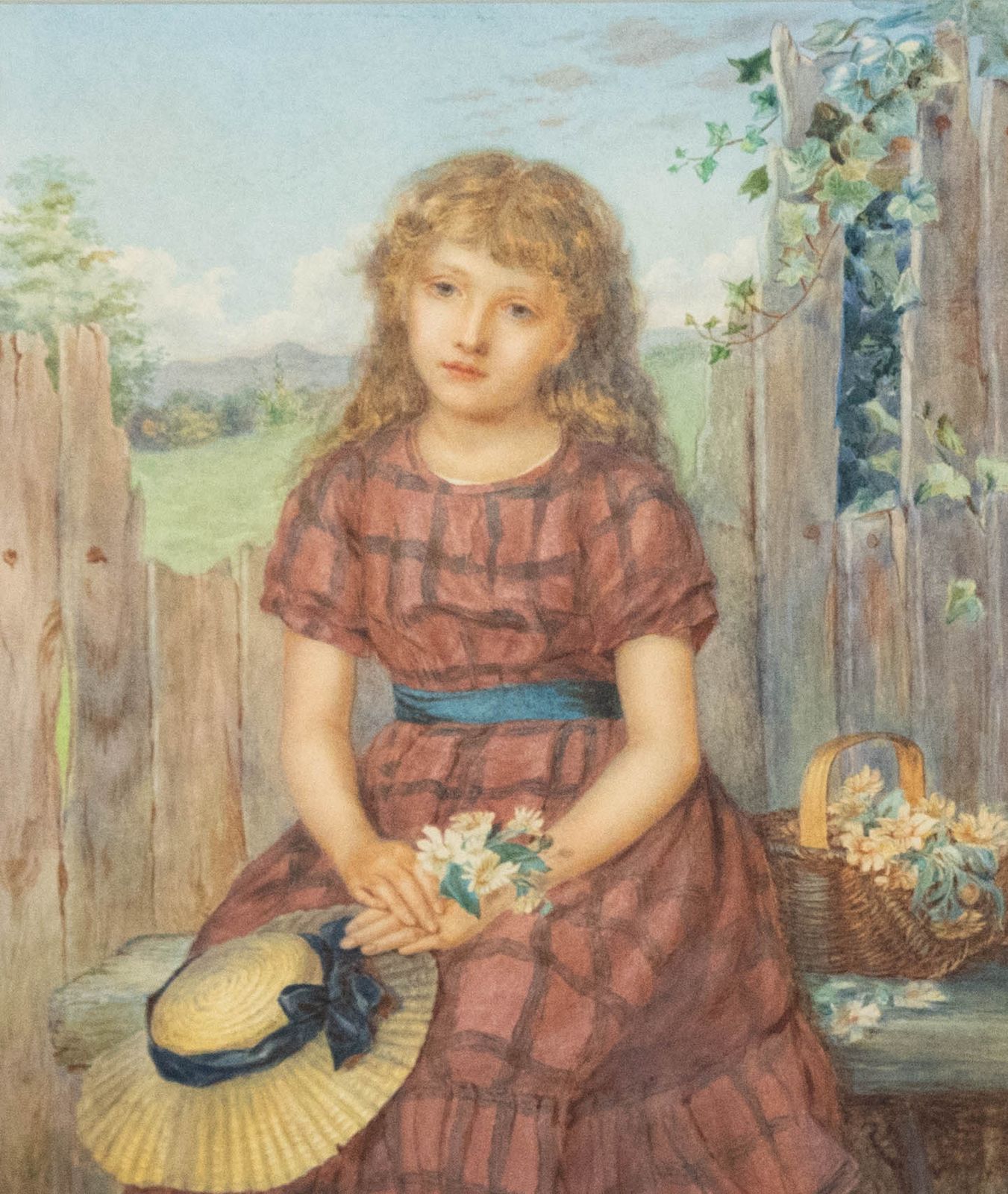 Neville Stephen Lytton (1879 1951) Watercolour, Flower Girl 82 photo furniture