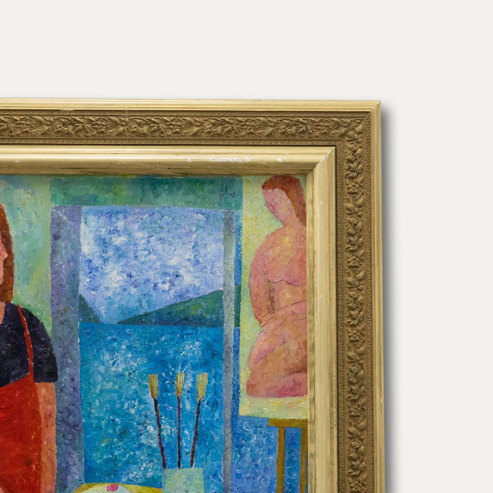 Philippa Hall Framed Contemporary Oil, Artist At Her Easel photo 293.0