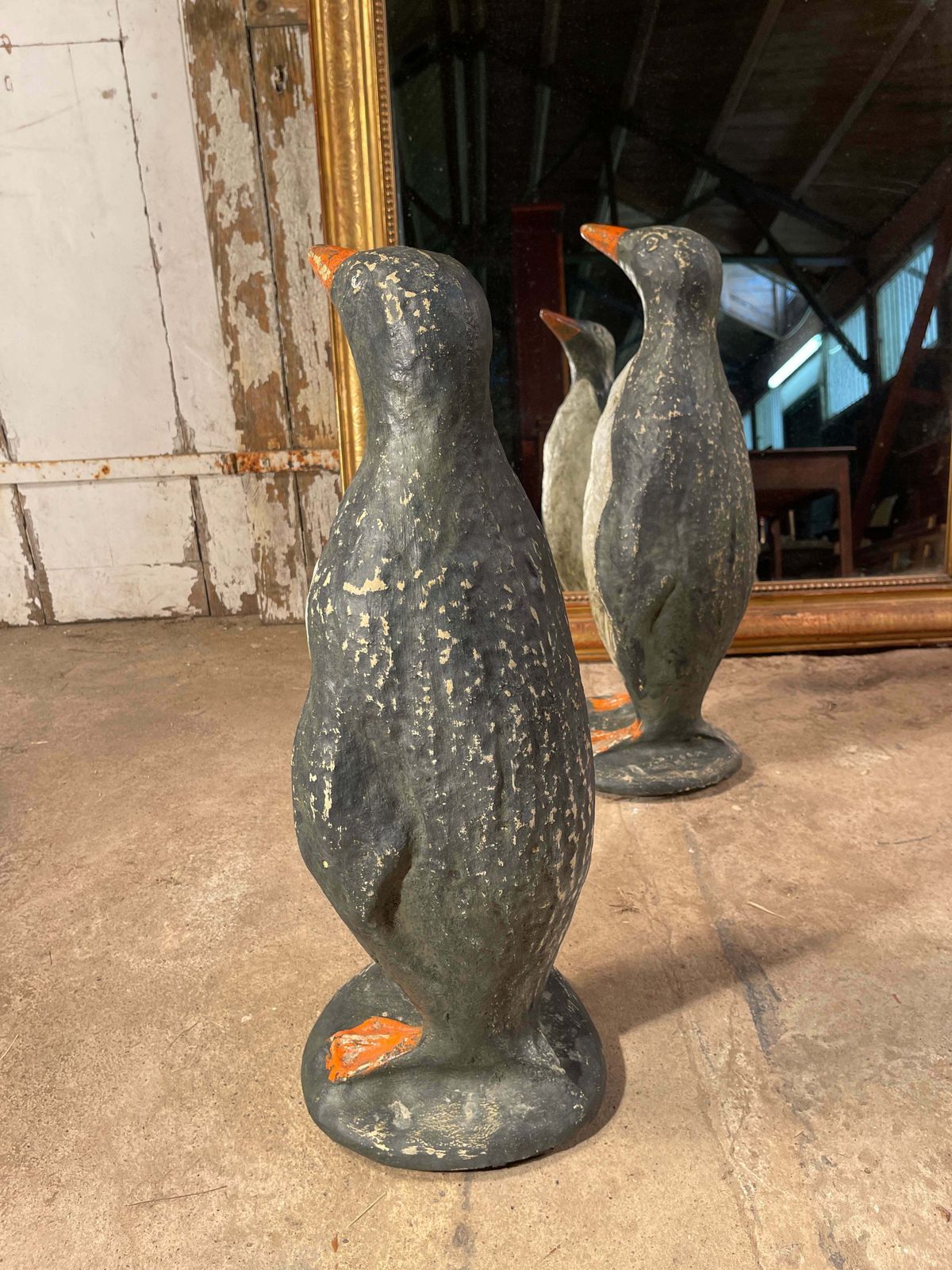 Fabulous Pair Of Antique French Decorative Penguins Circa 1920 photo vintage