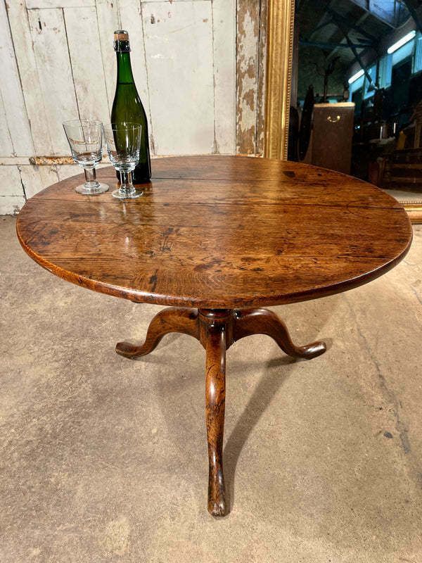 Antique Georgian Country House Oak “Bird Cage” Tilt Top Wine Table Circa 1780 photo furniture