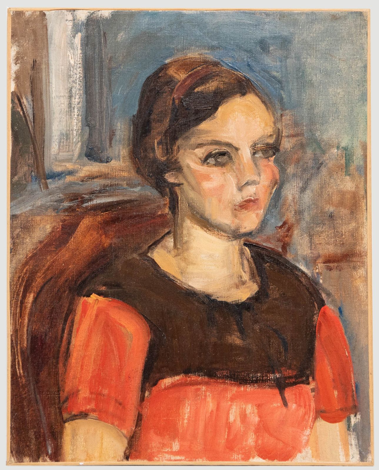 Bertrand Py (1895 1973) Mid 20th Century Oil, Lady In Red