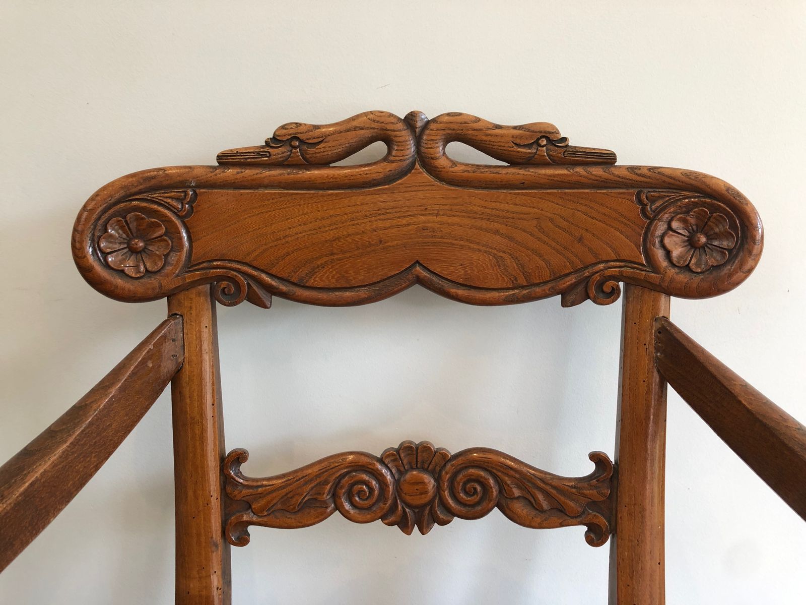 photo buy English Regency Mahogany Desk Chair With Swan Neck Decor