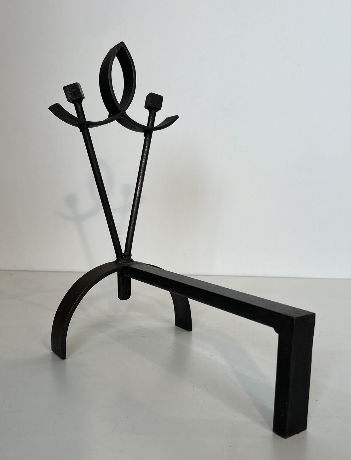 Pair Of Modernist Wrought Iron Andirons photo buy
