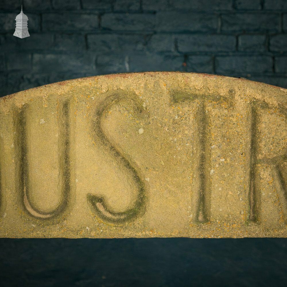 Industrial Door Head, Carved Stone Arched Overdoor Sign photo 1380.0