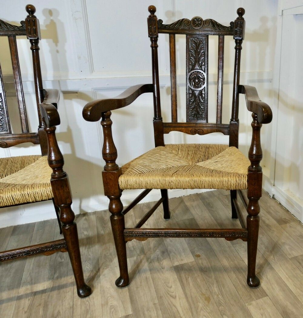 Pair Of Excellent Quality Gothic Carved Oak Carver Chairs photo for sale