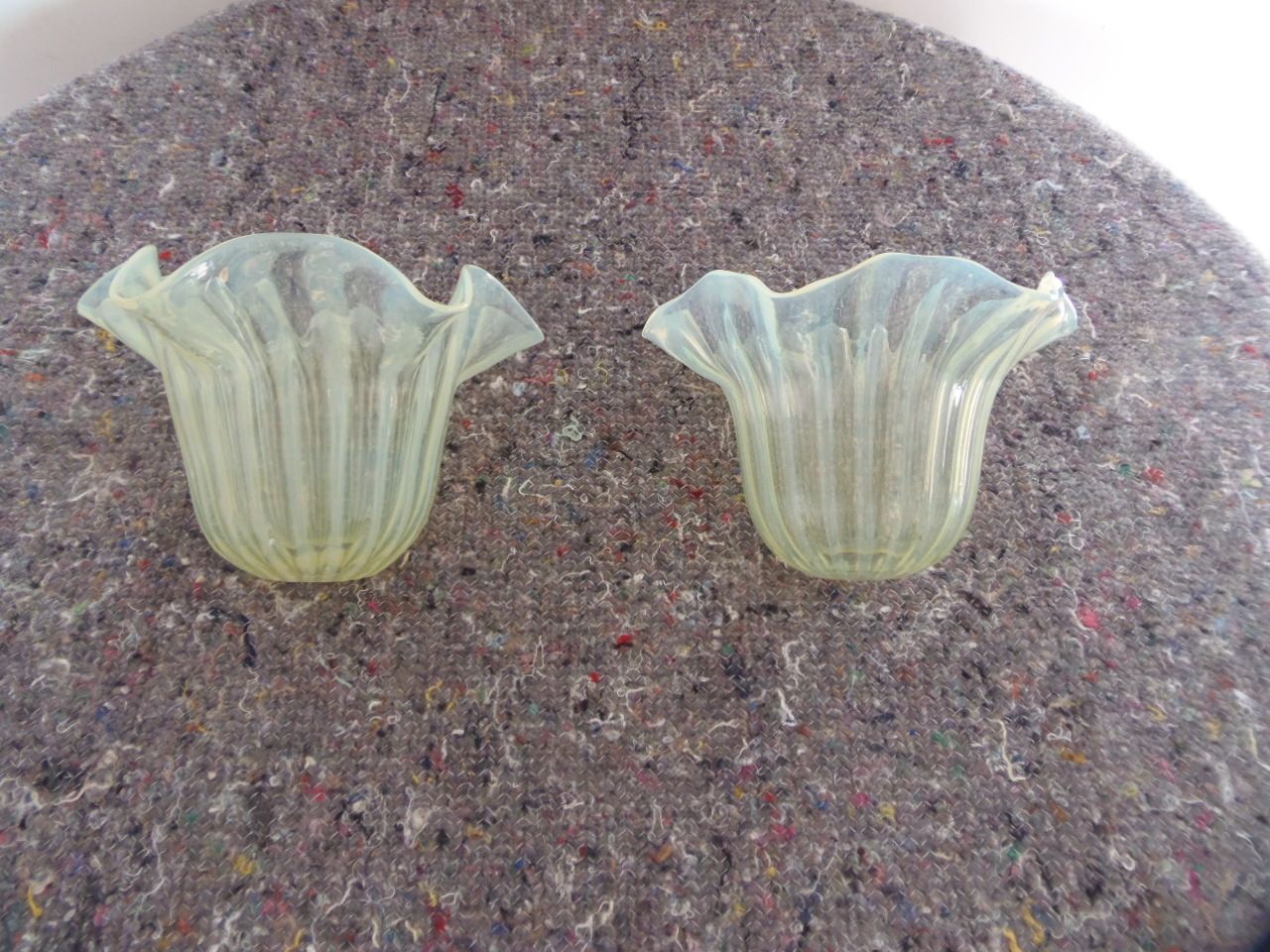 Vaseline Glass Shades .A Pair . photo Lighting