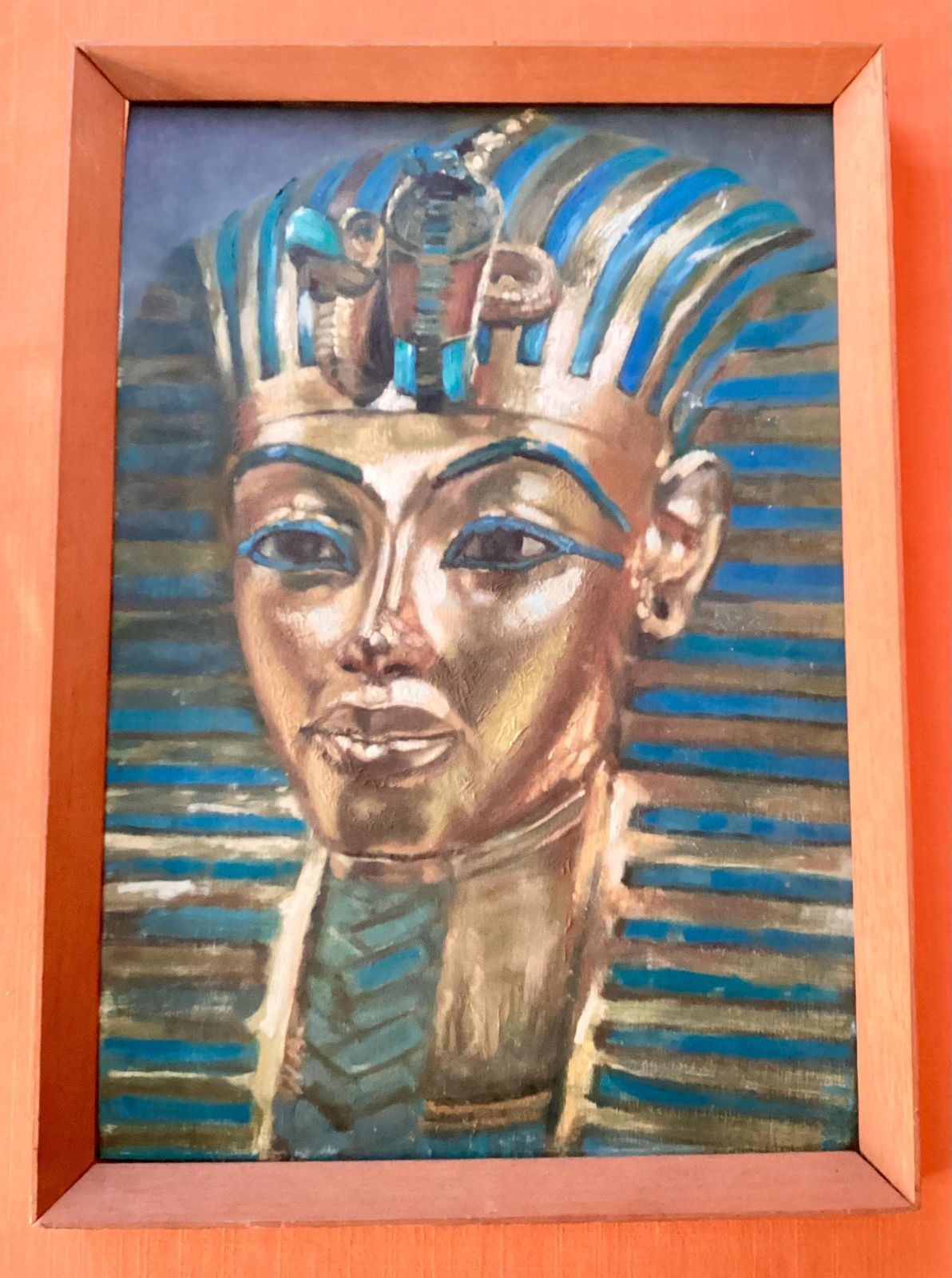 1970s Original Oil Painting Of Tutankhamen By John Kemp Dated 1972, Oil On Board Tutankhamen Painting, Ancient Egypt, Kitsch 1970s Artwork photo 125.0
