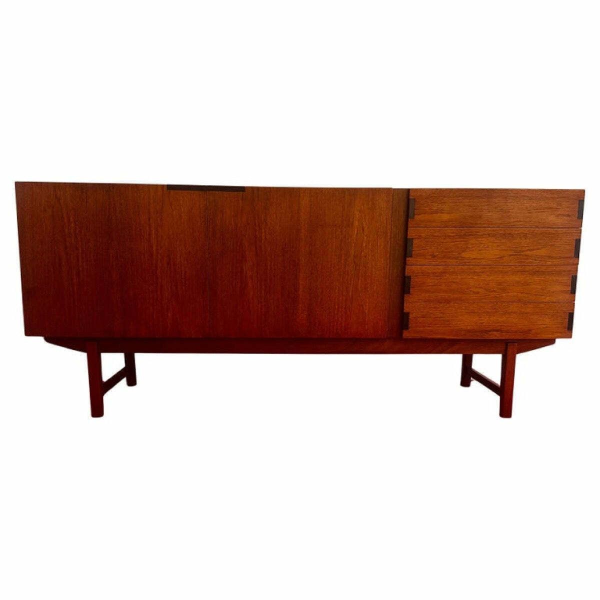 1960s Vintage British "Everest" Teak & Black Coated Metal Sideboard