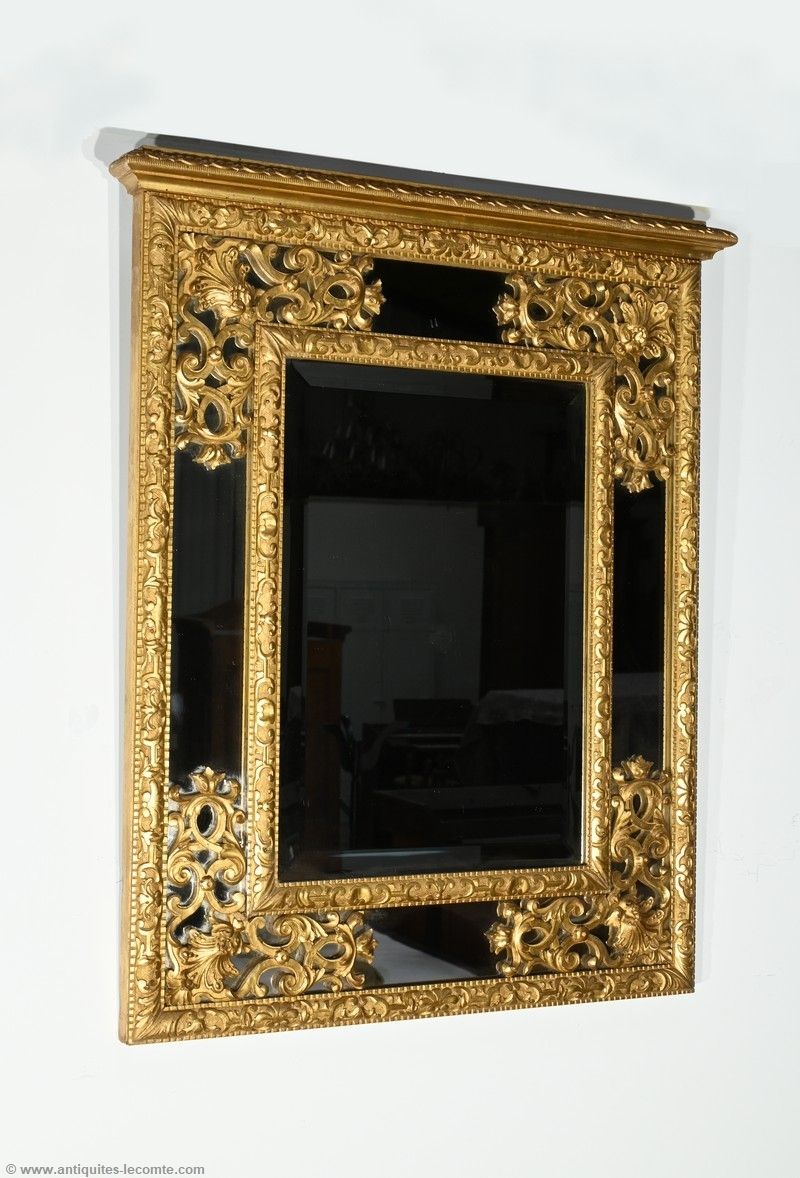 Gilded Wood Glazing Bead Mirror, Napoleon III Period – Mid 19th Century photo 1320.0