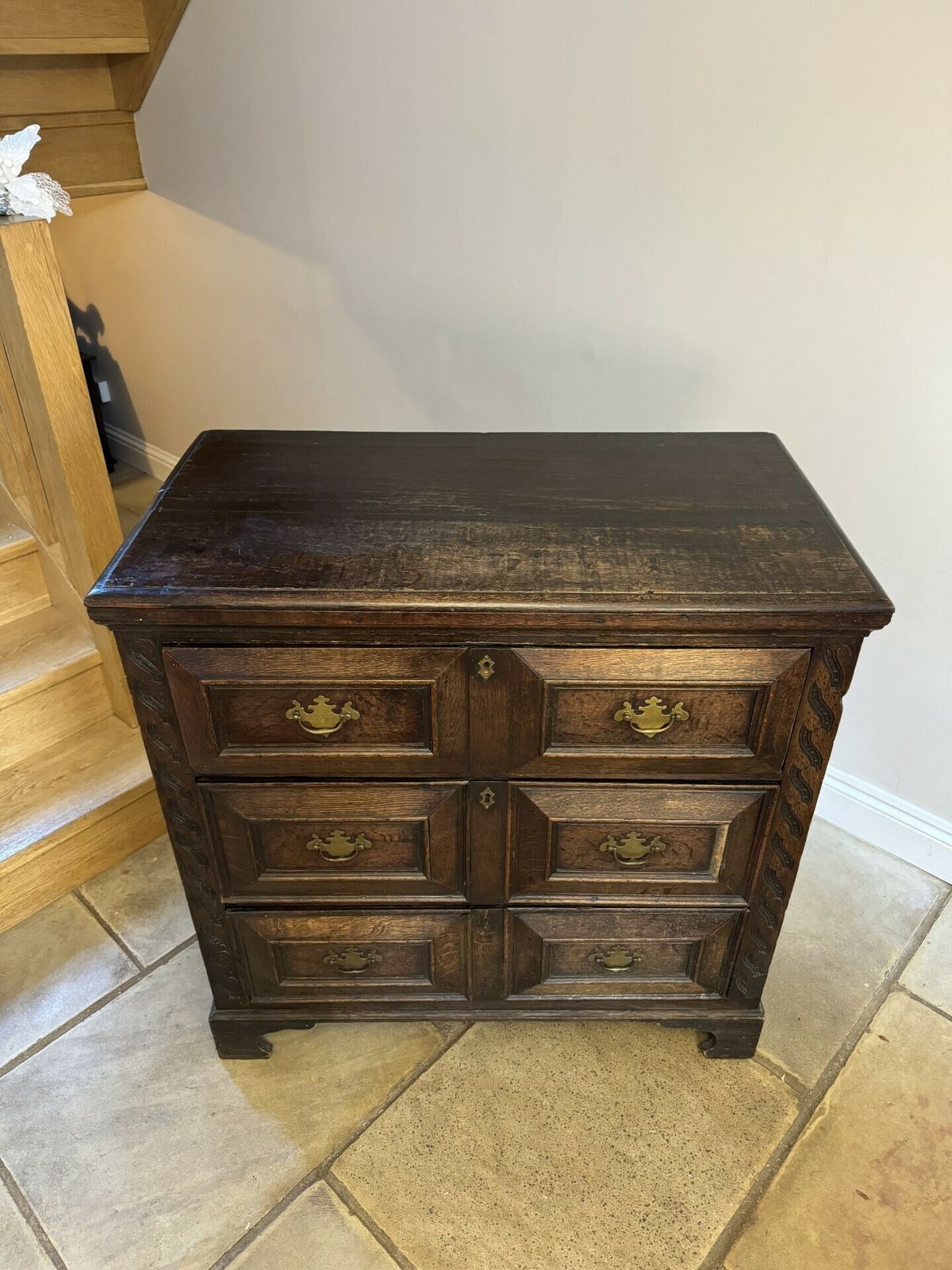 Antique 18th Century Quality Oak Jacobean Chest Of Drawers photo furniture
