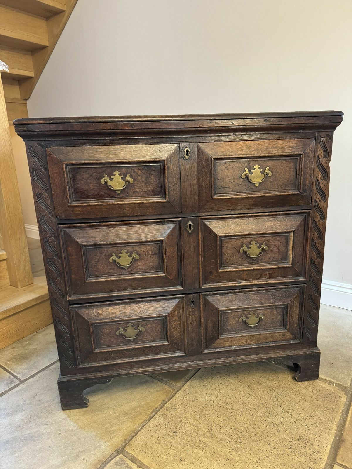 photo for sale Antique 18th Century Quality Oak Jacobean Chest Of Drawers
