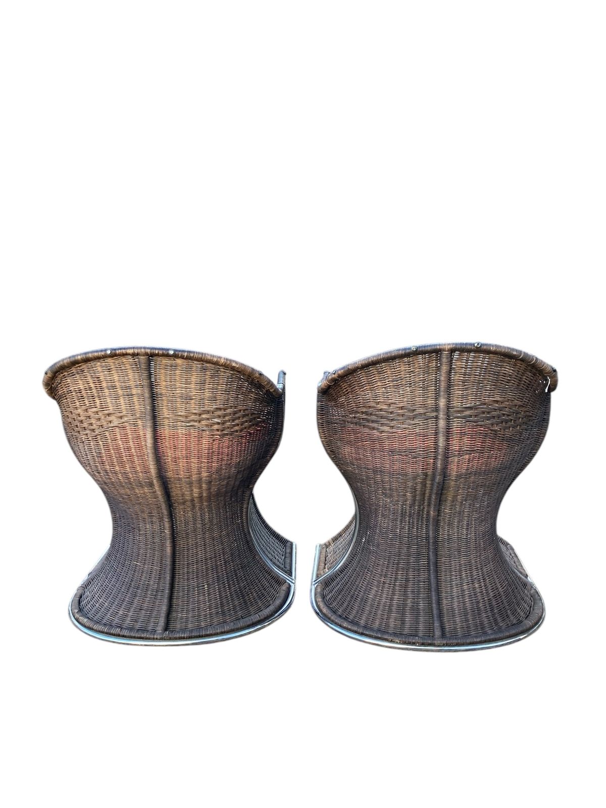 Pair Of Late 20th Century Pieff Wicker And Chrome Venus Chairs photo 380.0