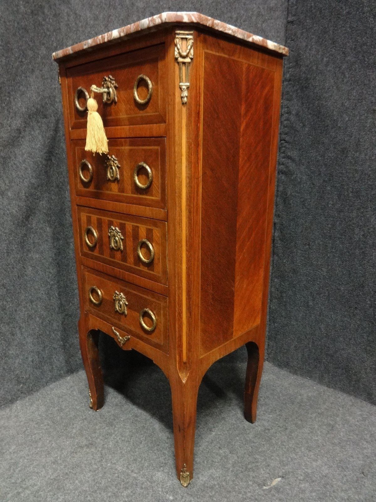 Very Good French Tulipwood Chest Of Four Drawers photo for sale