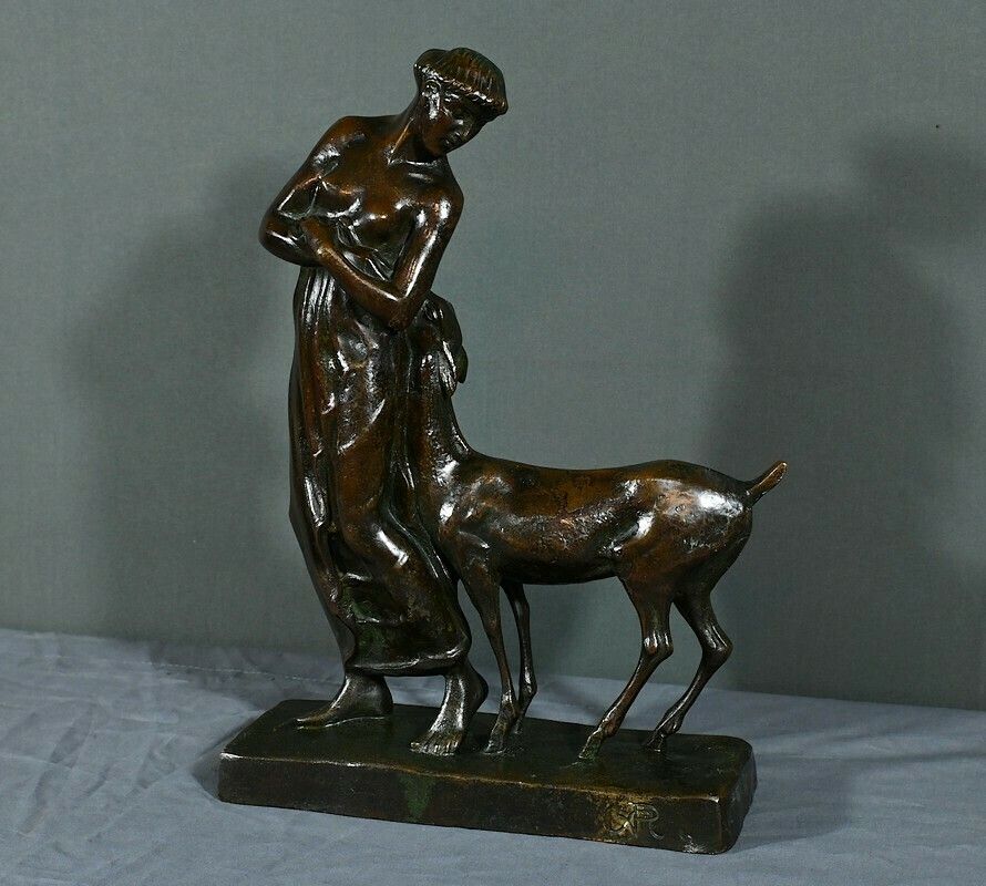Bronze “The Woman With The Fawn”, Primavera Workshop – 1930 photo for sale