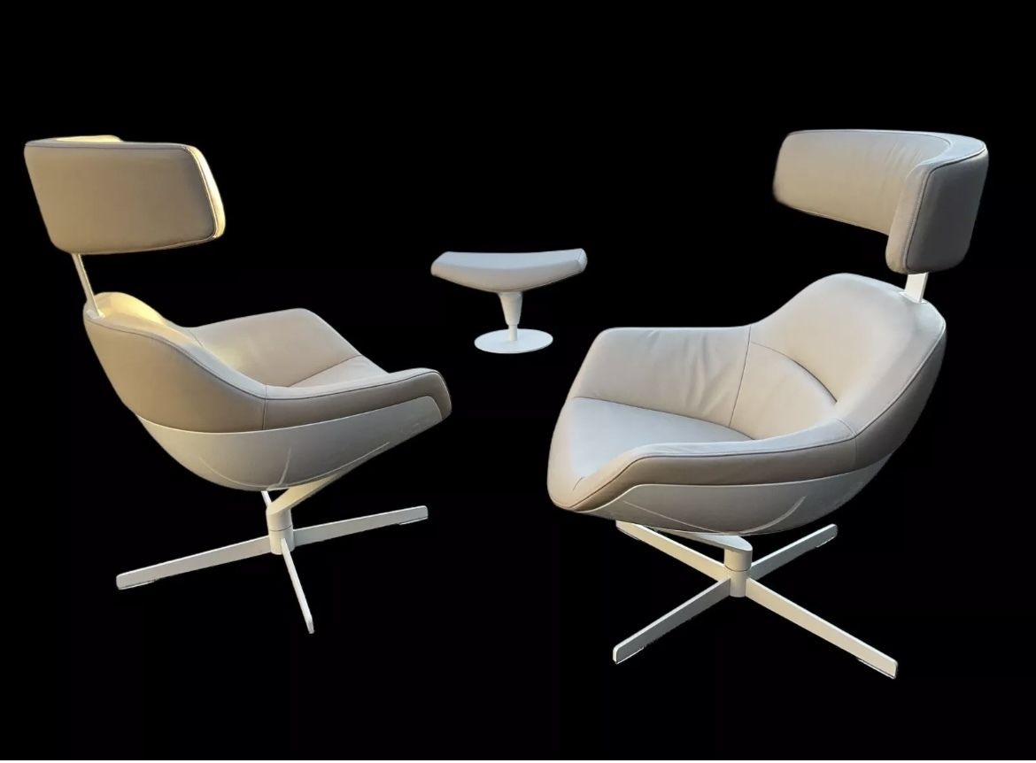 Jean Marie Massaud For Cassina 277 Auckland Lounge Chairs And One Ottoman photo 3485.0
