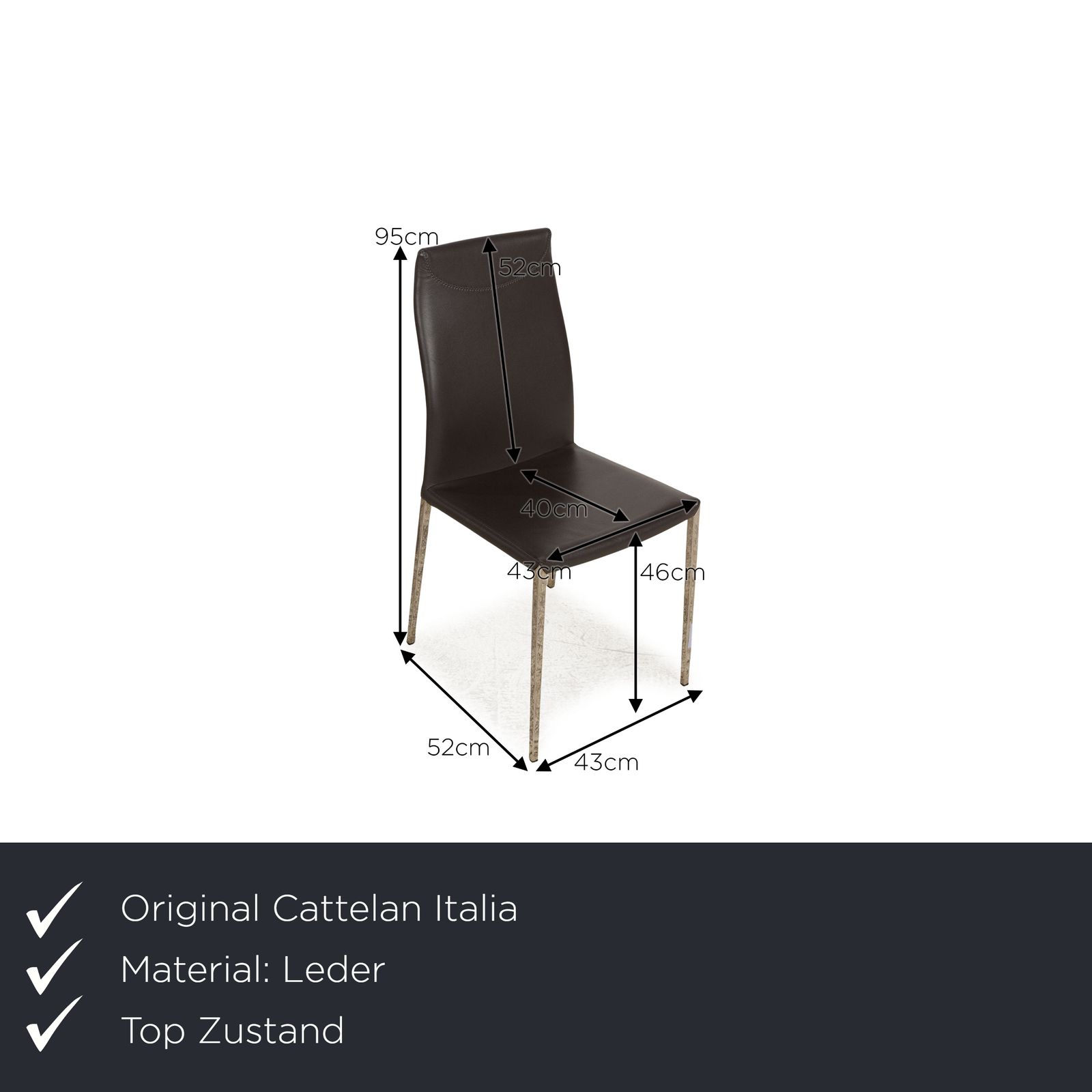 Set van 4 Cattelan Italia Maya leren stoelen grijs eetkamer photo furniture