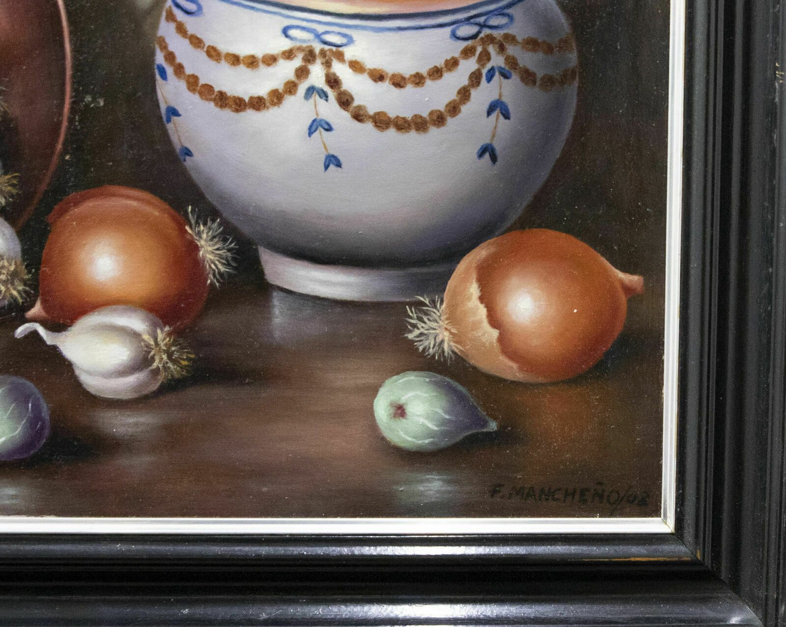 F. Mancheno   French Contemporary Oil, Still Life Of Garlic & Onions photo vinterior