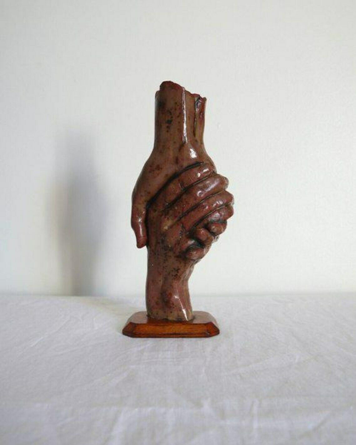 Mid Century Italian Terracotta Sculpture Of Holding Hands