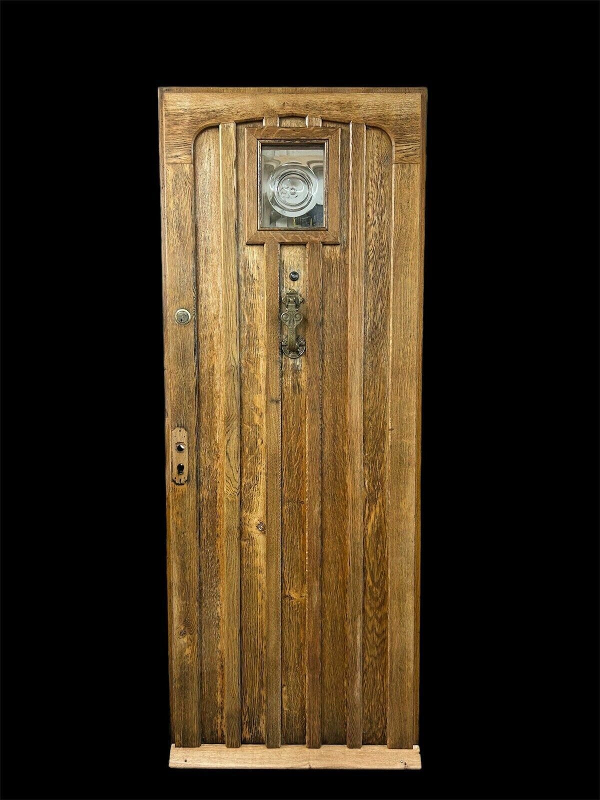 Solid Oak Front Door Old Period Antique Glass Reclaimed Wood Iron Bespoke Joiner