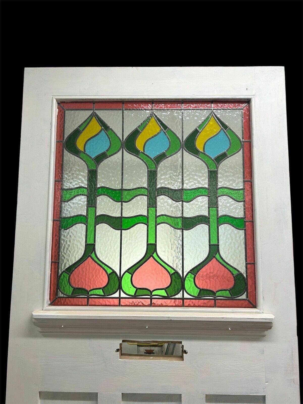 Wide Stained Glass Front Door Period Old Reclaimed Antique Wood Leaded 20s 30s photo furniture