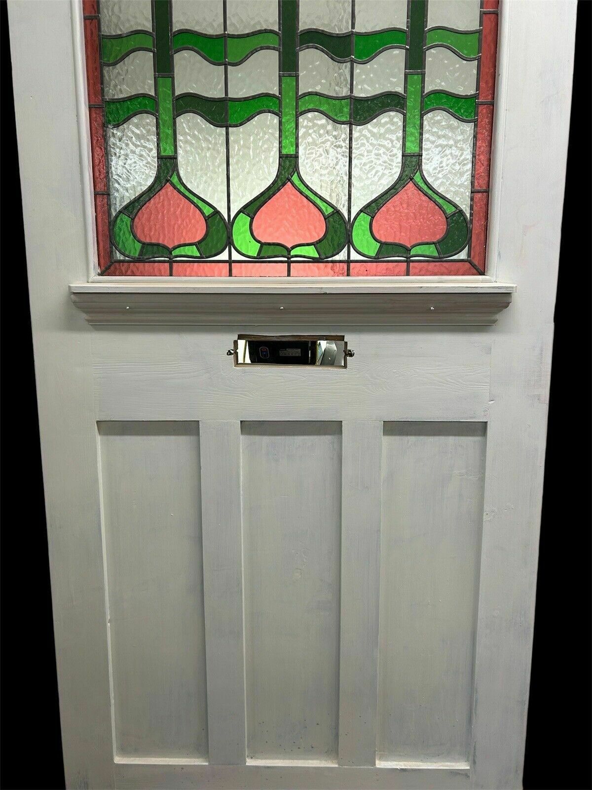 Wide Stained Glass Front Door Period Old Reclaimed Antique Wood Leaded 20s 30s photo Home Fixtures