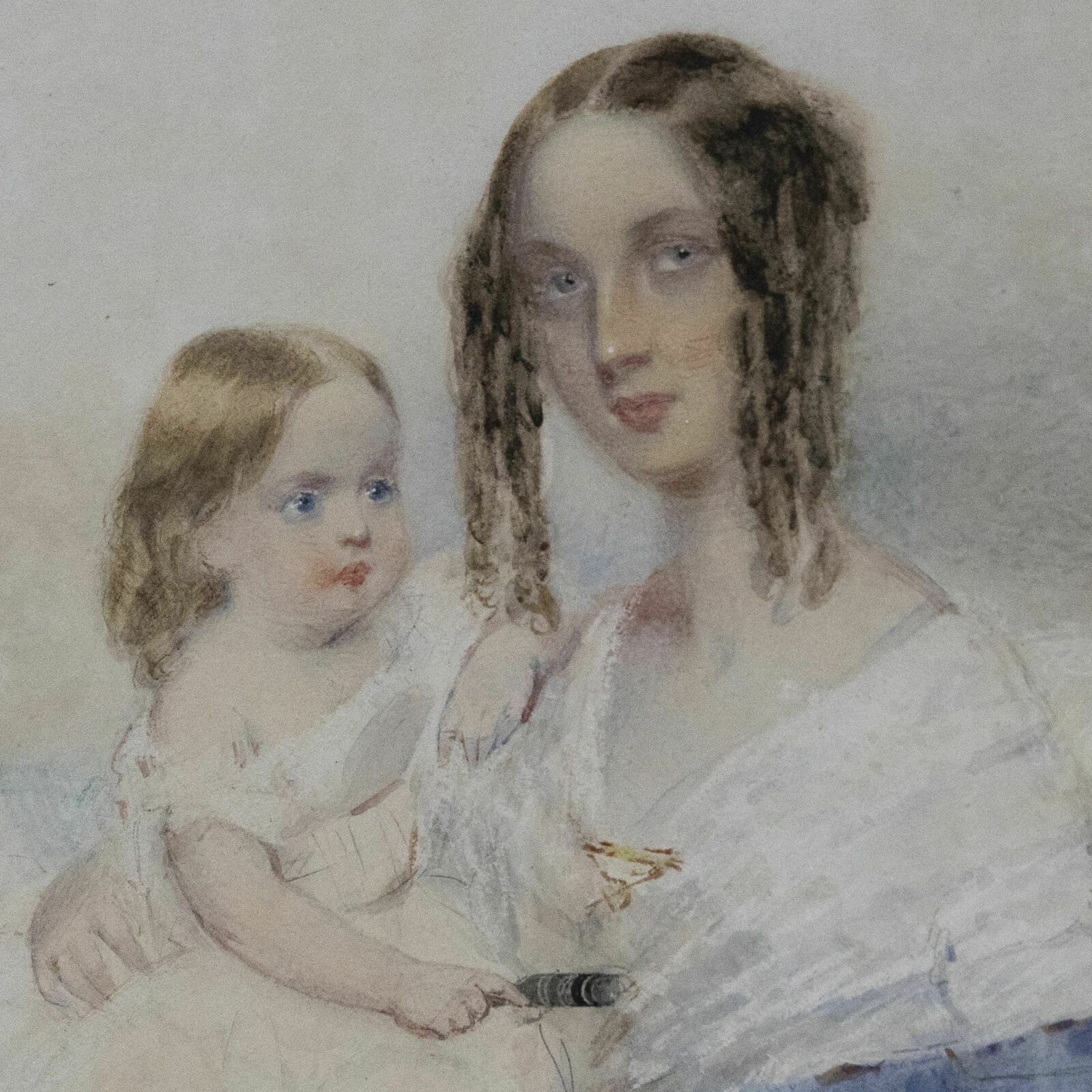 Circle Of George Chinnery   Early 19th Century Watercolour, Mother And Child photo Art