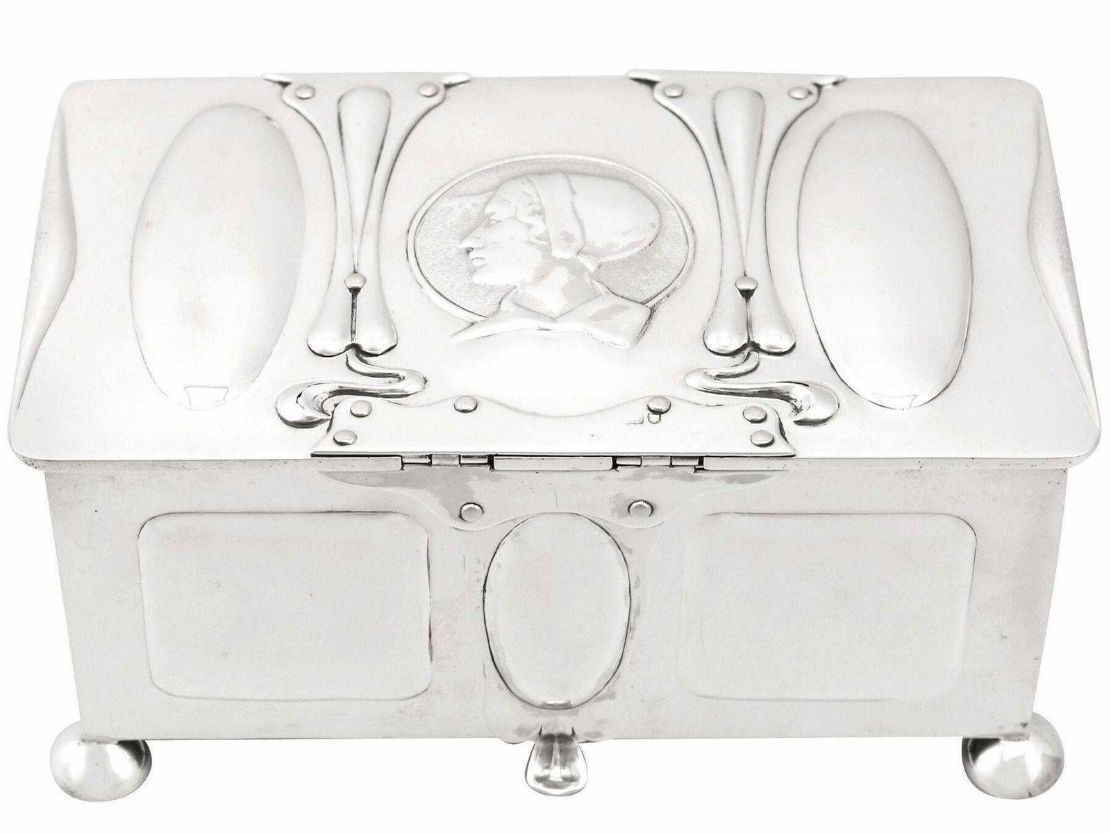 Antique Edwardian Art Nouveau Style Sterling Silver Jewelry Casket photo furniture