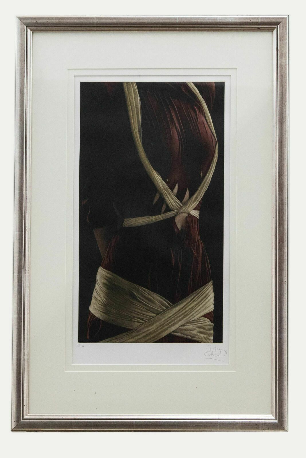 Willi Kissmer (1951 2018)   Framed Contemporary Etching, White Ribbons