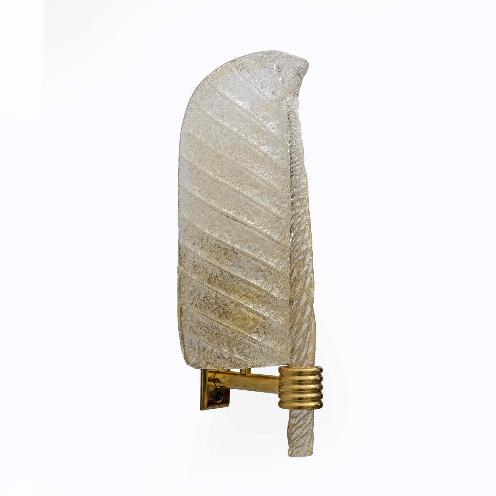 Pair Of Barovier & Toso Style Mid Century "Graniglia" Murano Glass Leaf Sconces photo vinterior