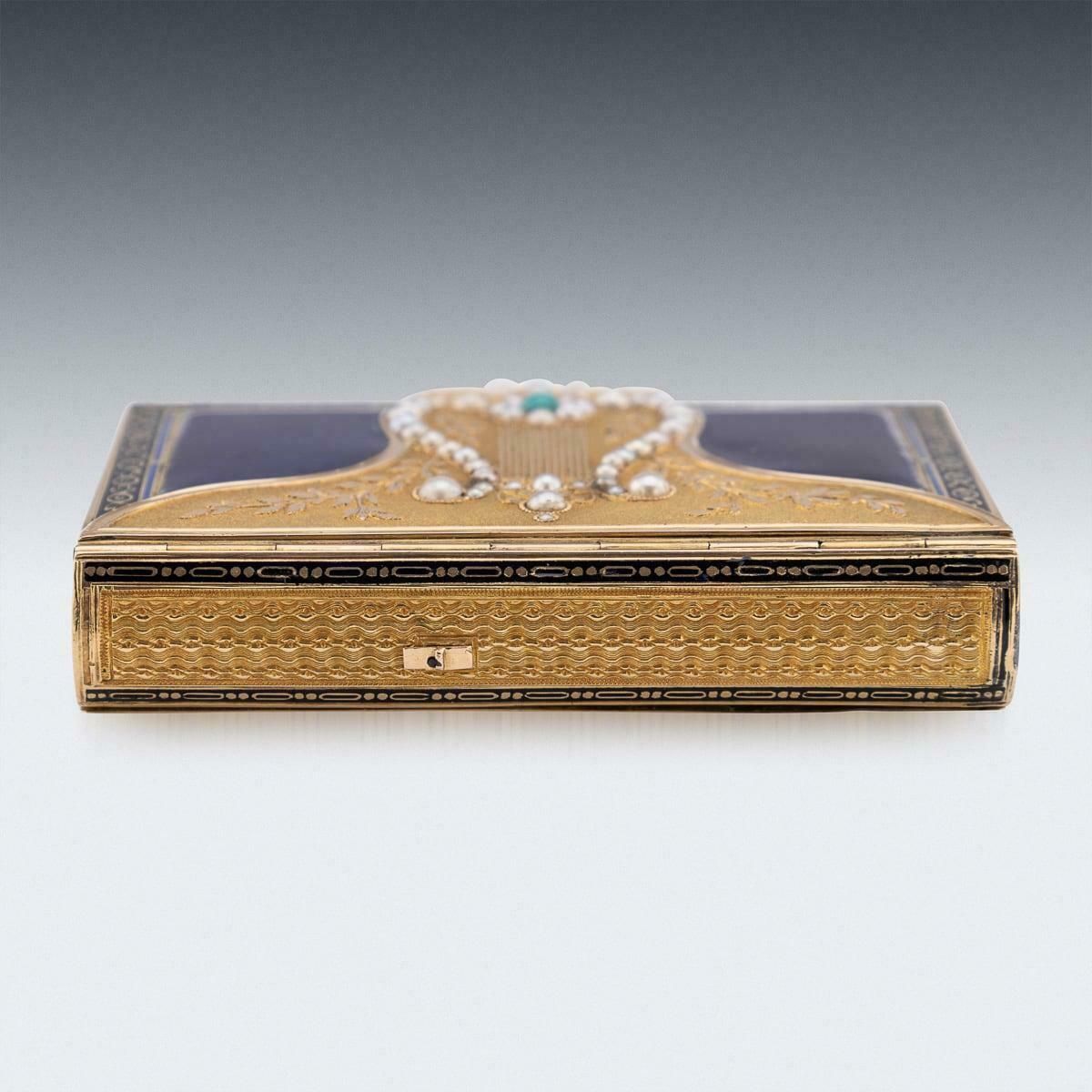 19th Century Swiss 18k Gold Pearl Set & Enamel Musical Box, Remond C.1800 photo buy