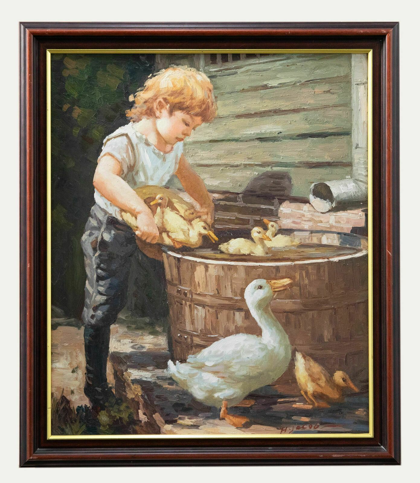 After Henry Grant Plumb   Framed Contemporary Oil, Mother's Helper