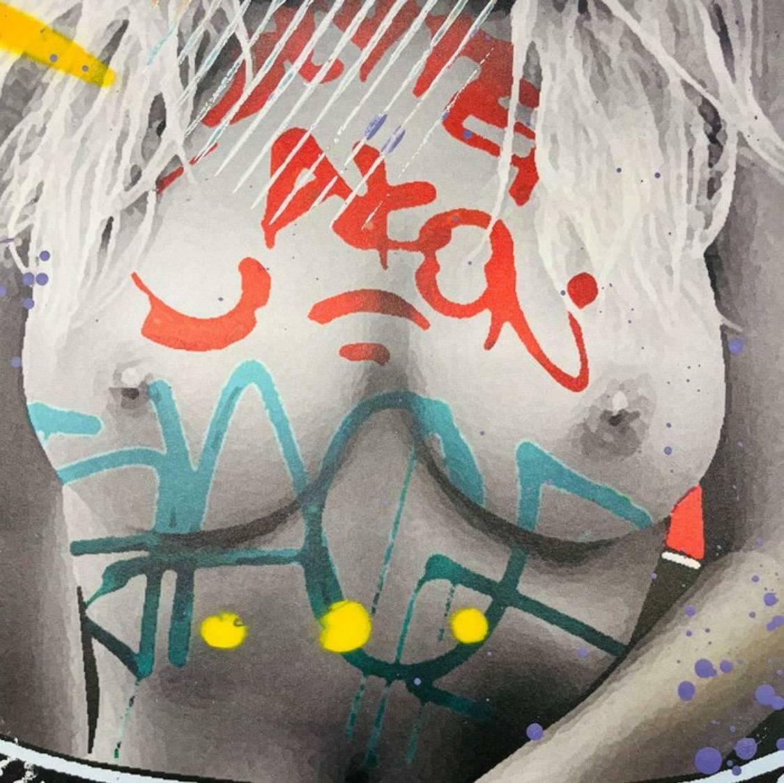 Campbell Super Blonde A Street Art Mix Media Paper Embellished By Hand By Airoh photo vintage