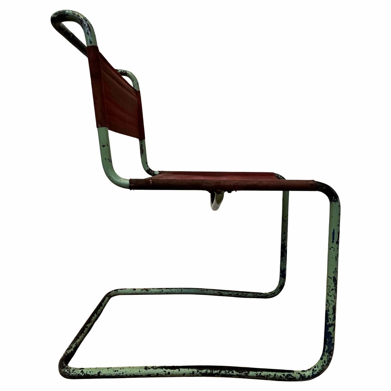 Zeldzame Bauhaus Mart Stam Buisstalen Stoel Van Thonet / Groene Lakafwerking