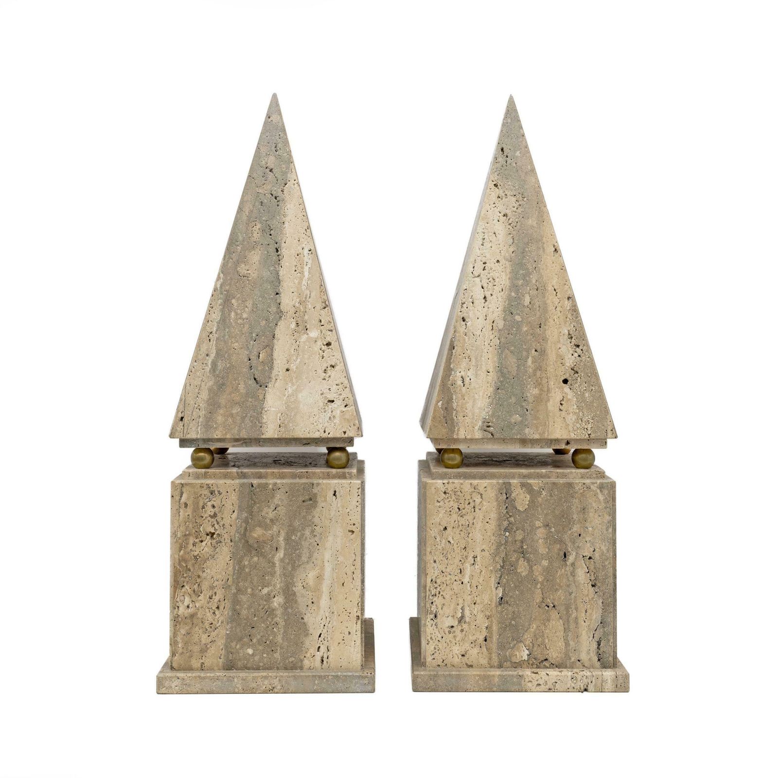 Pair Of Italian Minimalist Roman Travertine Obelisk, Italy, 1970 photo Home Decor