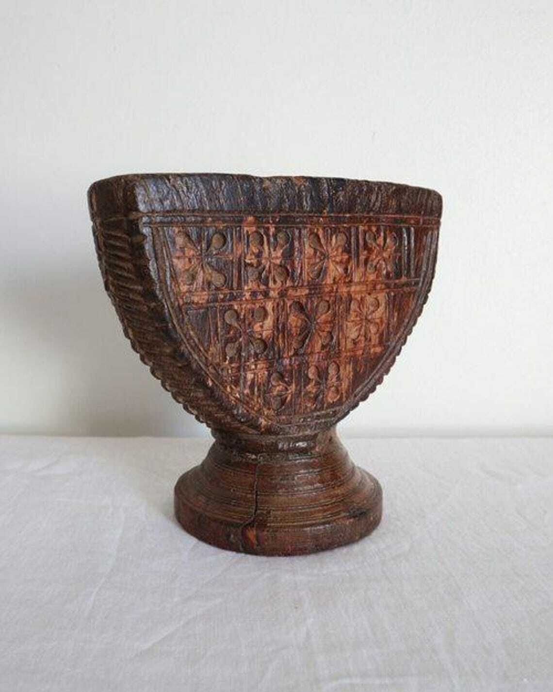 Mid 19th Century Indian Hand Carved Wooden Rice Separator